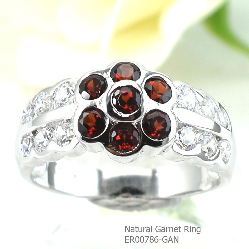SKJewelryFactory แหวนดอกไม้ พลอยโกเมนแท้ แหวนพลอยโกเมนแท้ ER00786-GAN