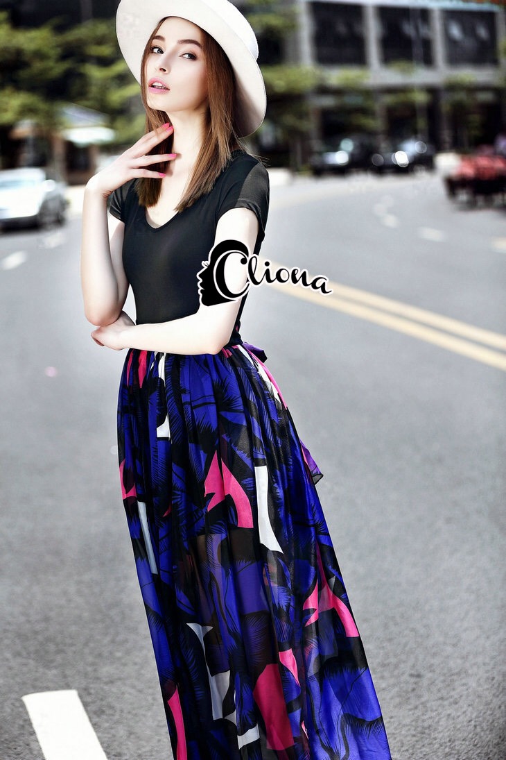 พร้อมส่ง Maxi Dress ช่วงเสื้อเนื้อผ้านิ่มๆ ทรงคอวี