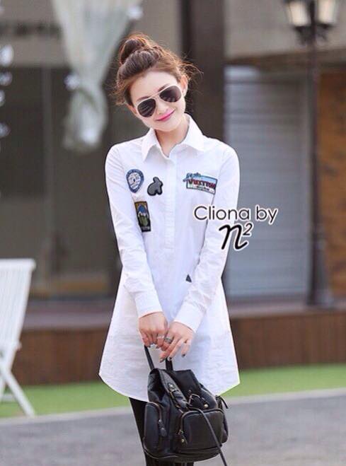 พร้อมส่ง Dress Shirt ทรงแขนยาว แต่งคอปก