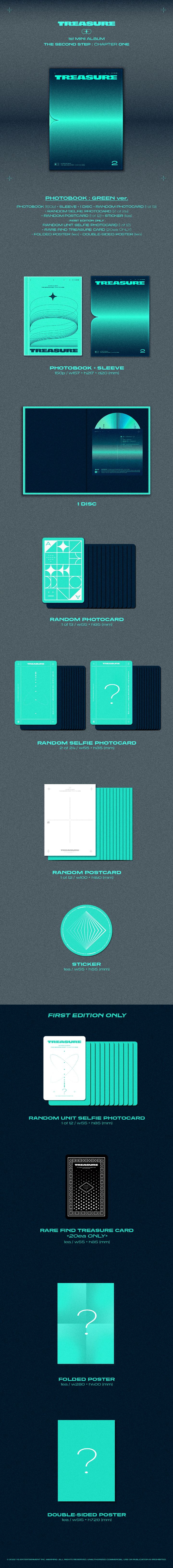 [Pre] TREASURE : 1st Mini Album - THE SECOND STEP : CHAPTER ONE (Photo Book Ver.) (Green Ver.) +Poster