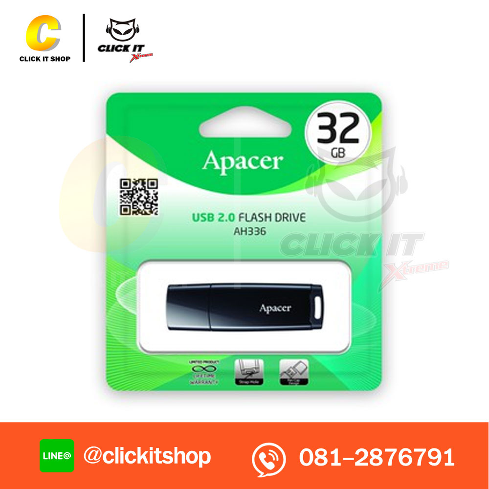 FLASHDRIVE (แฟลชไดร์ฟ) 32GB Apacer (AH336) Black