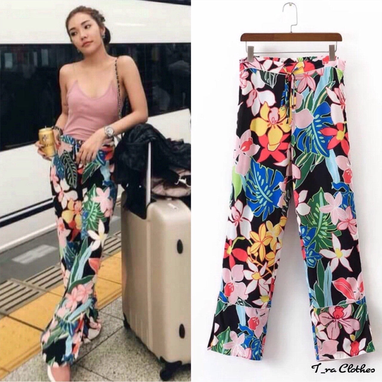 พร้อมส่ง กางเกง ลายดอก
