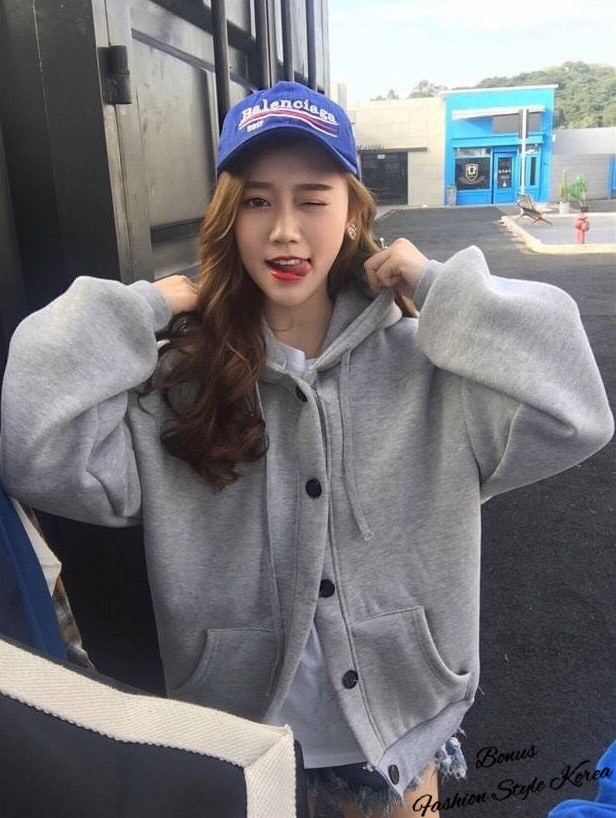 เสือเกาหลี พร้อมส่ง เสื้อกันหนาว มีฮู้ด