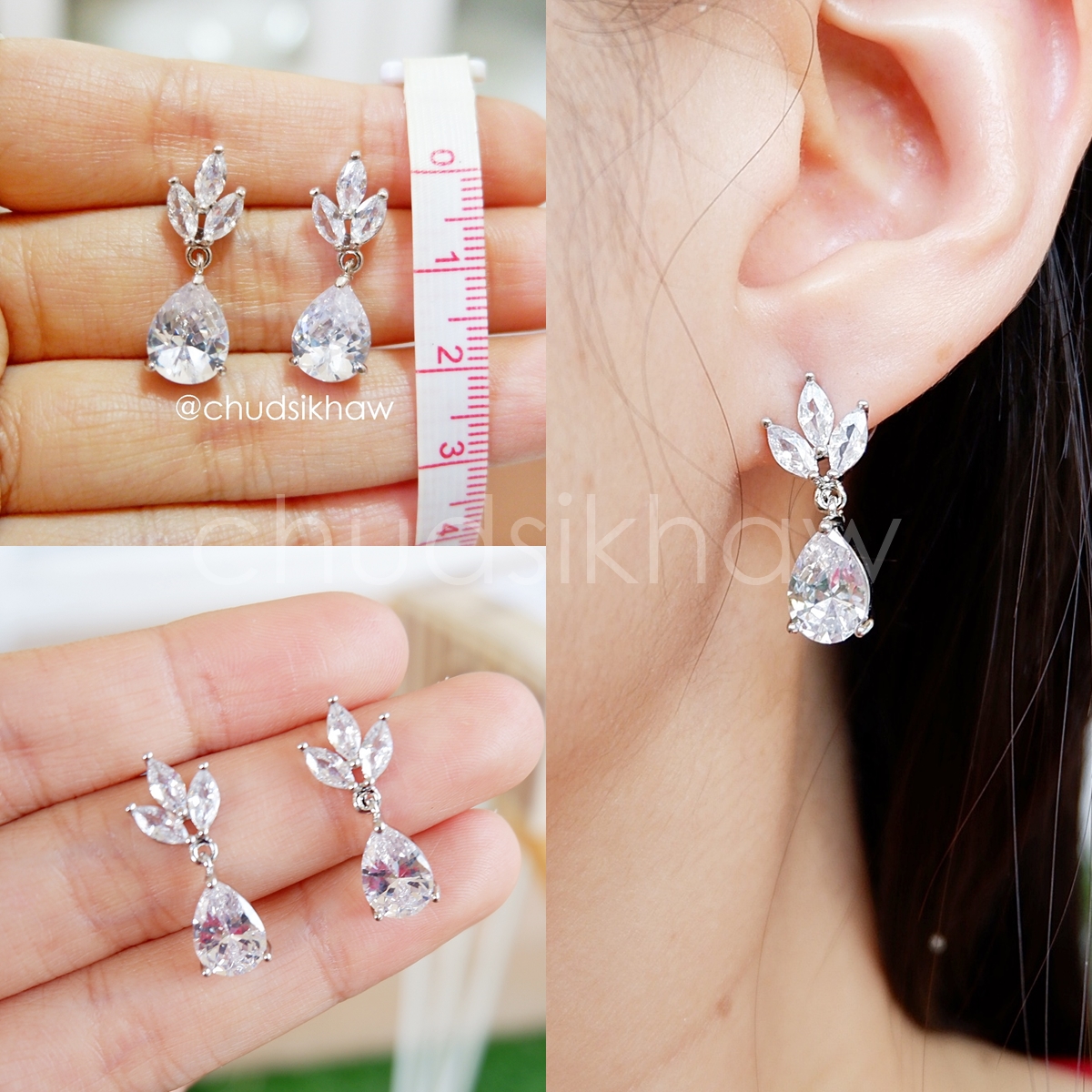 รวมแบบต่างหู รูปอัพเดทล่าสุด (ต่างหูแบบเจาะหู ก้านทำจากเงิน หรือ ชุบเงิน เพชร cz)
