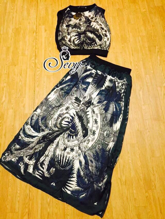 พร้อมส่ง เซทเสื้อแขนกุ๊ด มาเข้าเซทกับกระโปรงยาว