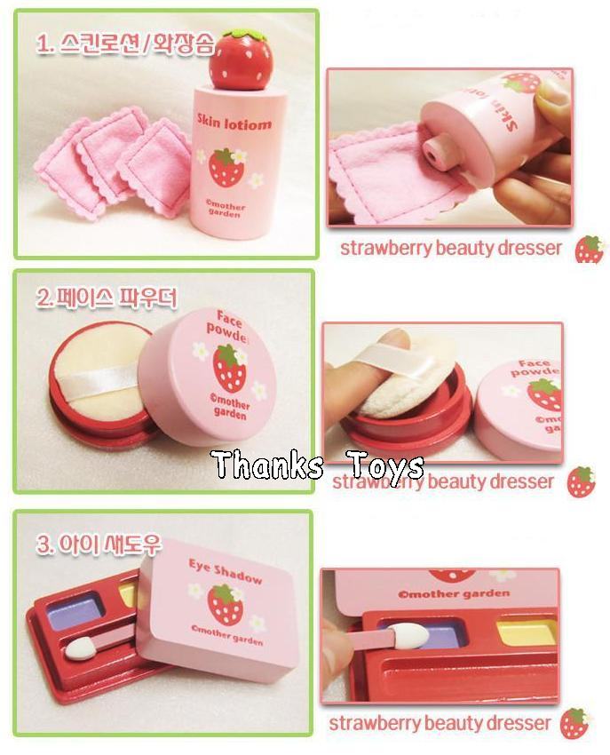 ชุดโต๊ะเครื่องแป้งสตรอเบอร์รี่สีแดง