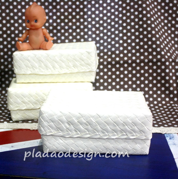 ชิ้นงานดิบ ใบลาน ทำ Decoupage งานเพนท์ กล่องเก็บของฝาครอบ ทรงผืนผ้า