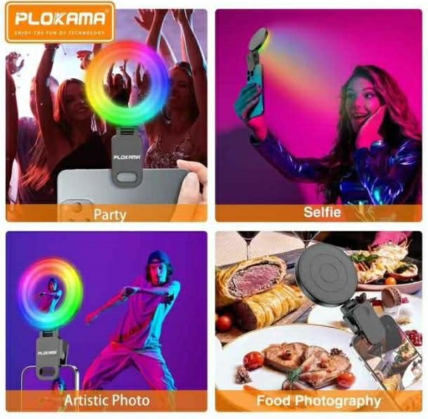 Plokama U20 PRO RGB Phone Clip LED Selfie Ring Light ไฟเซลฟี่ติดมือถือเปลี่ยนสีได้หลายสี