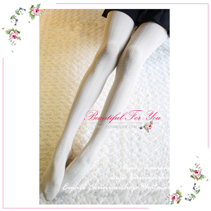 WL009 ถุงน่องแบบเต็มตัว ลายลูกไม้ สวยหวาน มี 2 สี ขาว ดำ