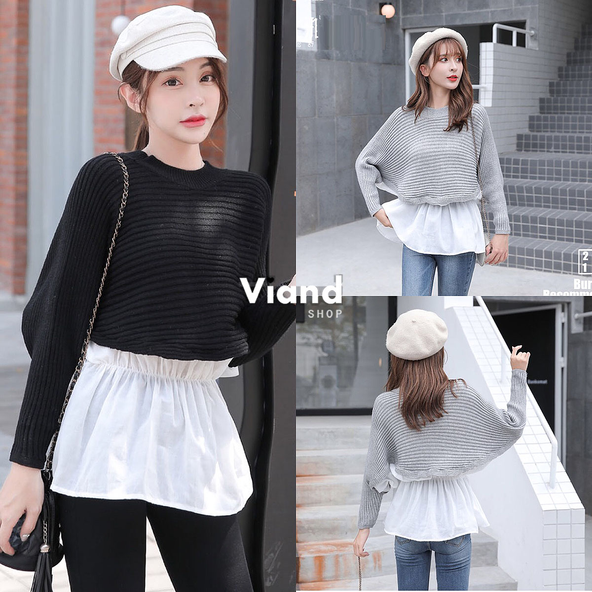 เสื้อเกาหลี พร้อมส่ง เสื้อ ทรงสวยผ้าไหมพรม