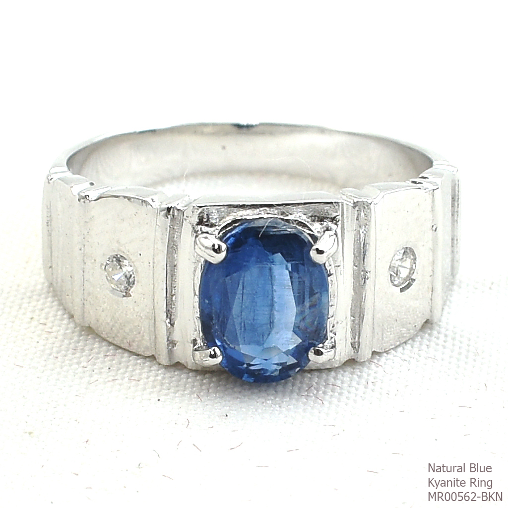 SKJewelryFactory แหวนเงินแท้ 92.5% ฝังพลอยบลูไคยาไนท์แท้ สีสวยล้ายไพลิน MR00562-BKN