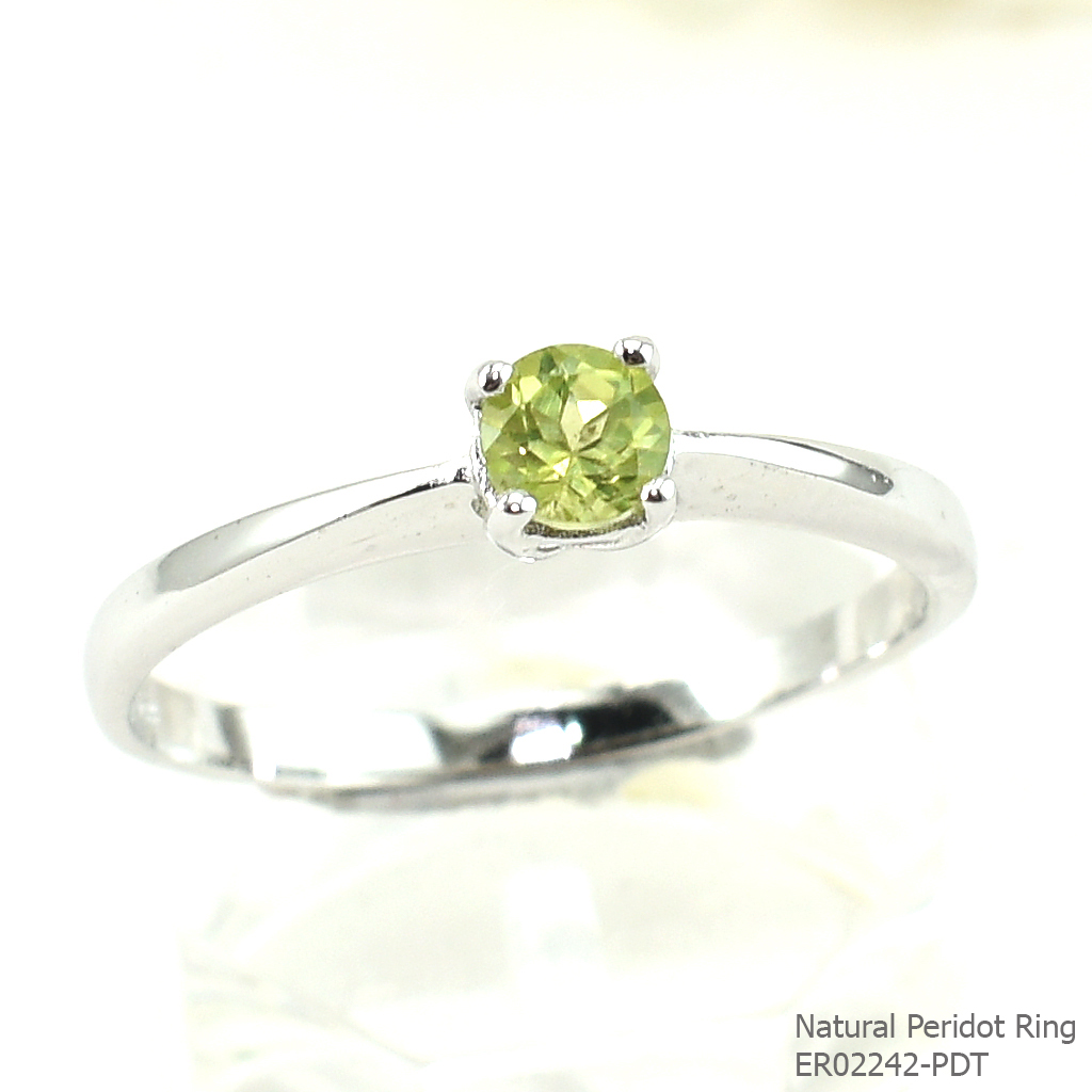 SKJewelryfactory แหวนเงินแท้ ฝังพลอยเพอริดอทแท้ สไตล์แหวนแต่งงาน ER02242-PDT