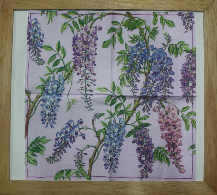 แนวภาพดอกไม้ ช่อดอกวิสทีเรียสีม่วง Wisteria เป็นภาพเต็มแผ่น กระดาษแนพกิ้นสำหรับทำงาน เดคูพาจ Decoupage Paper Napkins ขนาด 33X33cm