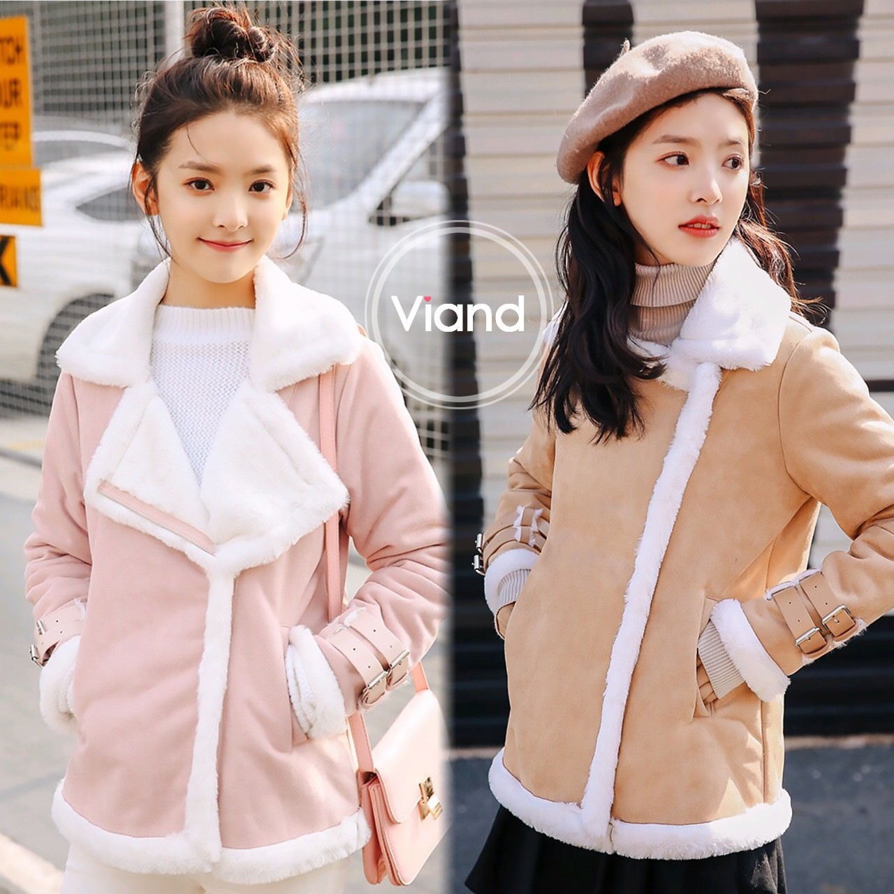 เสื้อผ้าเกาหลี พร้อมส่ง เสื้อโค้ช ผ้าหนังกลับนิ่มมาก