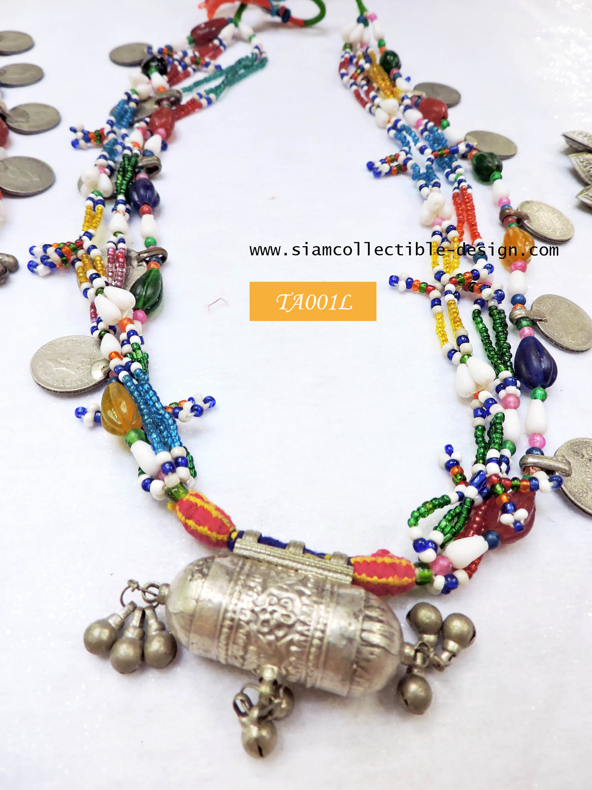 สร้อยทำมือ งานเก่าอินเดีย/อัฟกัน TA001_L / Vintage Necklace Gypsy Belly Dance TA001_L