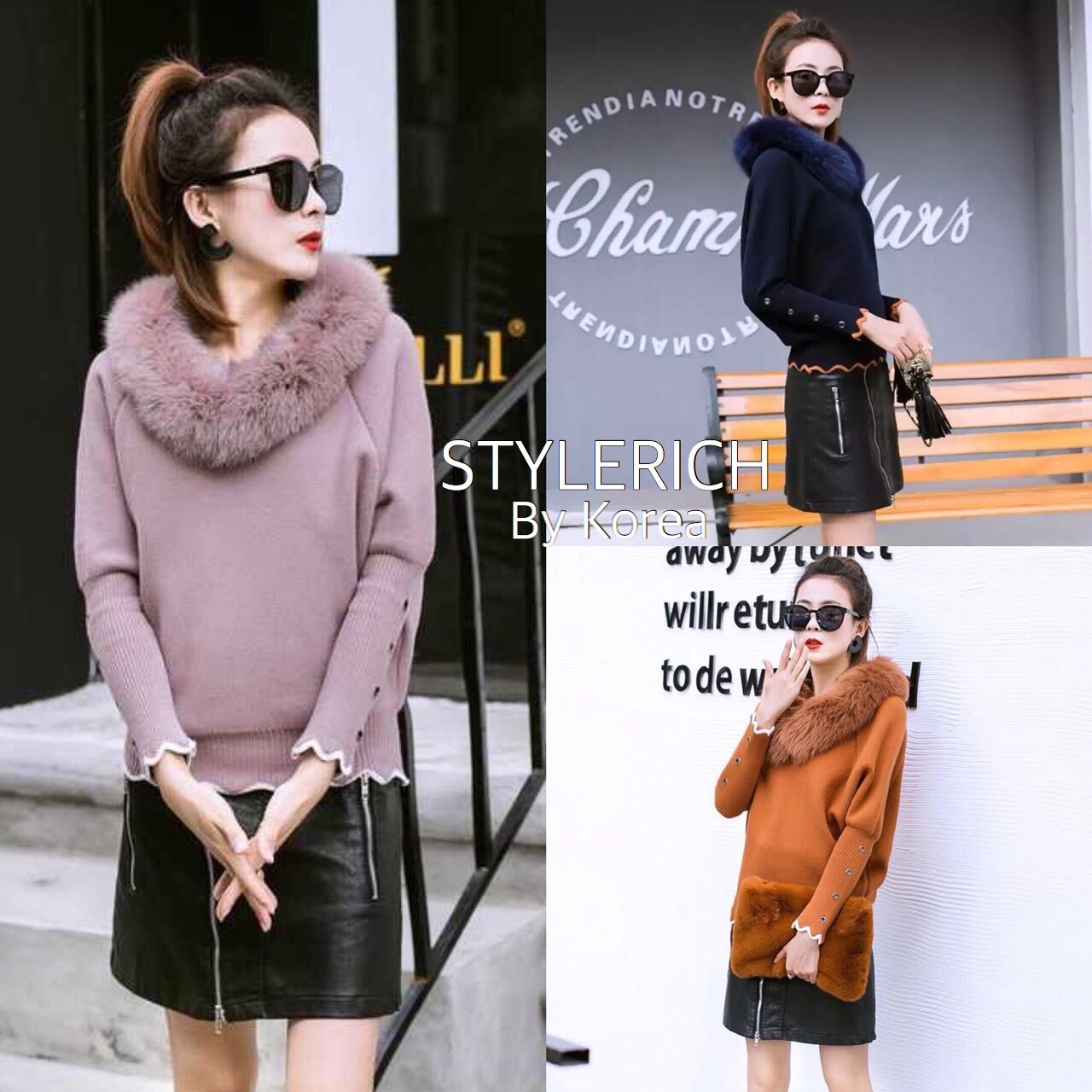 เสื้อเกาหลี พร้อมส่ง เสื้อสเวตเตอร์แบบสวม