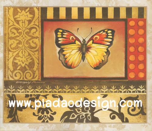 กระดาษสาพิมพ์ลาย สำหรับทำงาน เดคูพาจ Decoupage แนวภาำพ ผีเสื้อตัวสวยบินอยู่ในภาพแนวแอลสแตรค สไตล์วินเทจ (ปลาดาวดีไซน์)