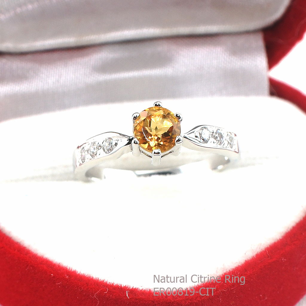SKJewelryfactory แหวนชูพลอยซิทรินแท้ ดีไซด์สวย ER00819-CIT