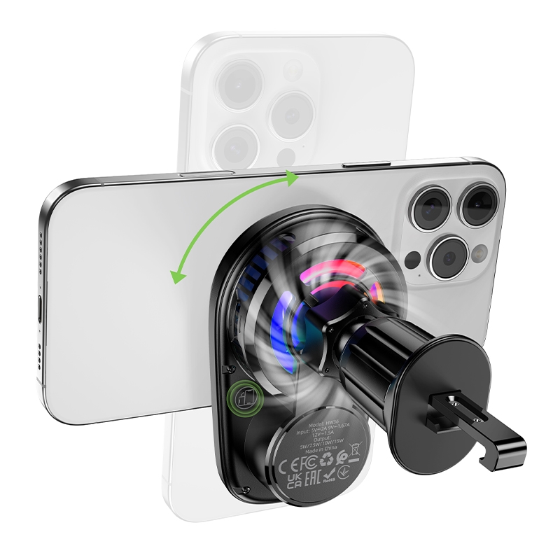 HOCO HW36 Air Outlet Magnetic Wireless Fast Charging Car Holder ขาตั้งมือถือติดช่องแอร์ชาร์จไร้สายได้