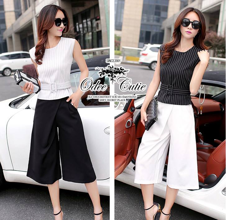 พร้อมส่ง เซ็ทเสื้อกับกางเกงลุค chic urban