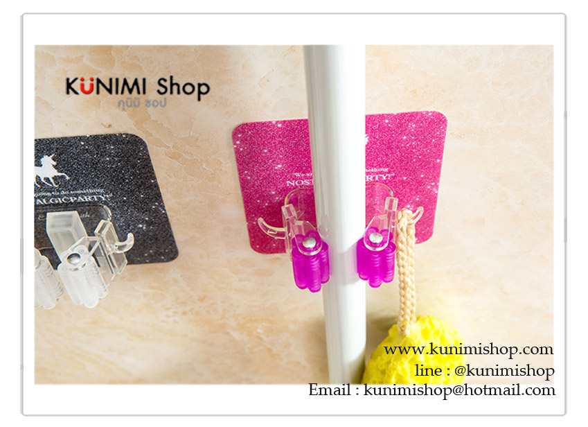 ตะขอแขวนสิ่งของ ยึดติดแบบแผ่นกาวสูญญากาศ ติดพื้นผิวเรียบ เช่น กระเบื้อง กระจก เท่านั้น 