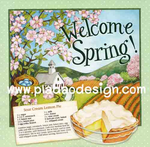 กระดาษอาร์ทพิมพ์ลาย สำหรับทำงาน เดคูพาจ Decoupage : Cooking Series - Sour Cream Lemon Pie