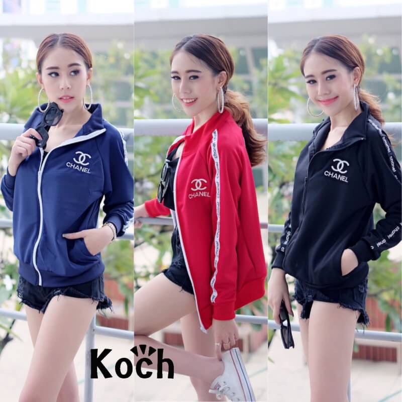 เสื้อแฟชั่น พร้อมส่ง เสื้อแจ็คเกตวอร์ม แต่งแถบข้าง