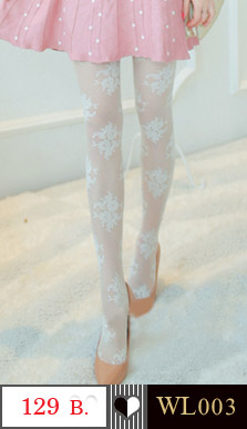 ถุงน่องแบบเต็มตัวน่ารัก สีขาว ลายลูกไม้ หวานๆ ดูเป็นคุณหนูมากครับคะ ขนาด FREE SIZE 