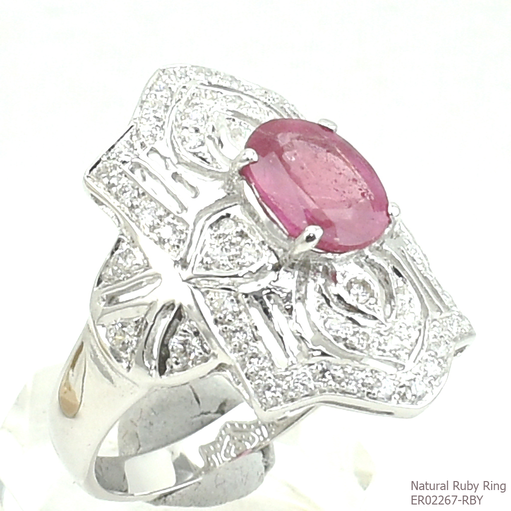 SKJewelryfactory แหวนเงินแท้ 92.5% ฝังพลอยทับทิมแท้ ดีไซด์สุดหรูอลังการณ์ ER02267-RBY
