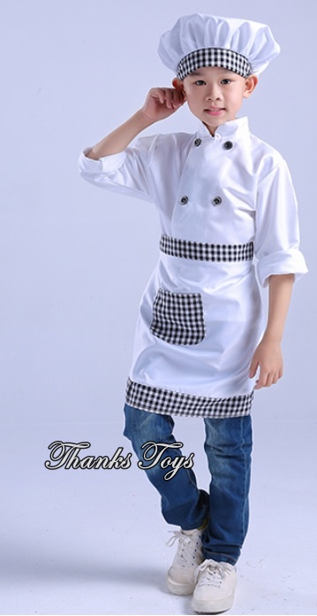 ชุดเชฟแขนยาวลายตารางขาวดำ