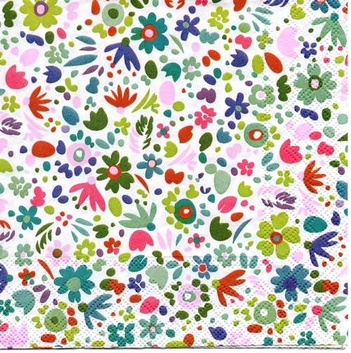 แนวภาพลายแต่ง ดอกไม้ pop art กระจายเต็แผ่น เป็นภาพกระจายเต็มแผ่น กระดาษแนพกิ้นสำหรับทำงาน เดคูพาจ Decoupage Paper Napkins ขนาด 33X33cm