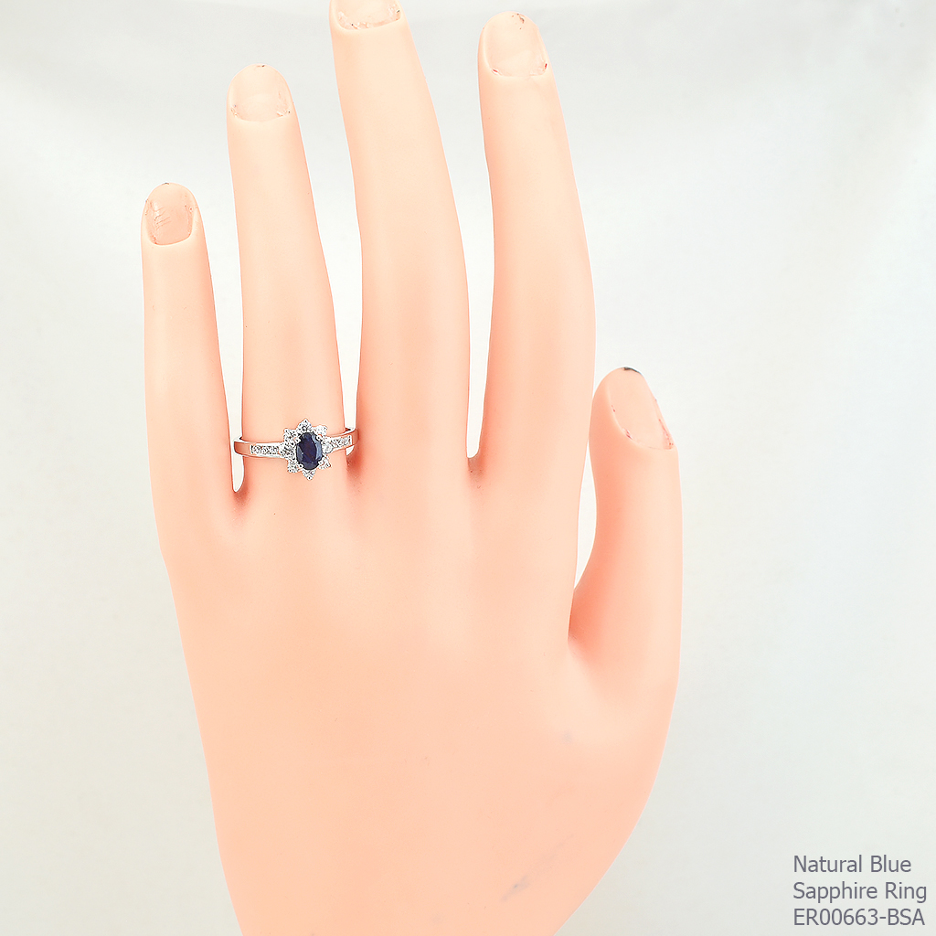 SKJewelryfactory แหวนเงินแท้ 92.5% ฝังพลอยไพลินแท้ ดีไซด์น่ารัก ER00663-BSA