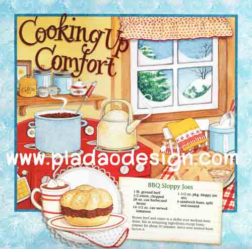 กระดาษอาร์ทพิมพ์ลาย สำหรับทำงาน เดคูพาจ Decoupage : Cooking Series - BBQ Sloppy Joes
