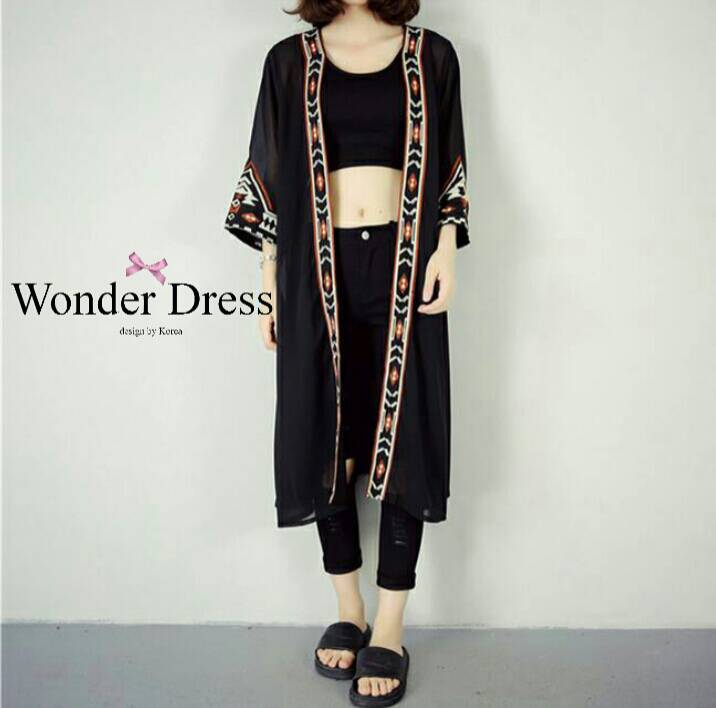 พร้อมส่ง เสื้อคลุมตัวยาวผ้าชีฟองเกาหลี