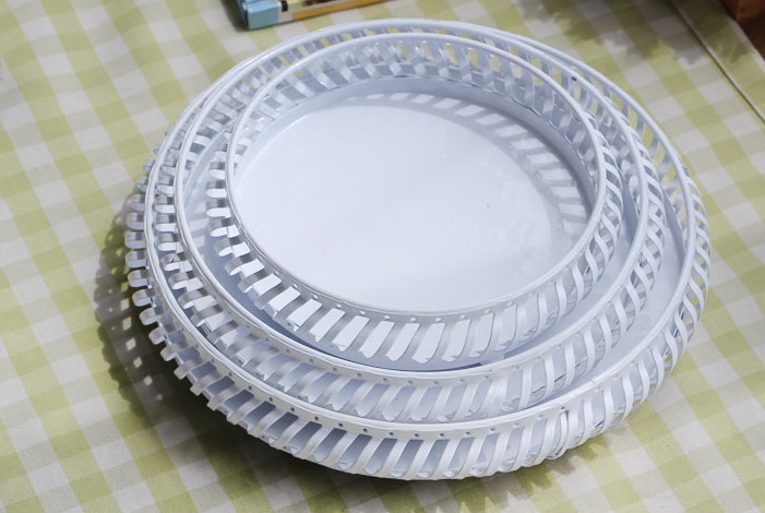 Pre-Order ถาด จานเหล็ก ข้างโปร่ง ใส่ขนม ผลไม้ Zakka มี 3 ขนาด S-L