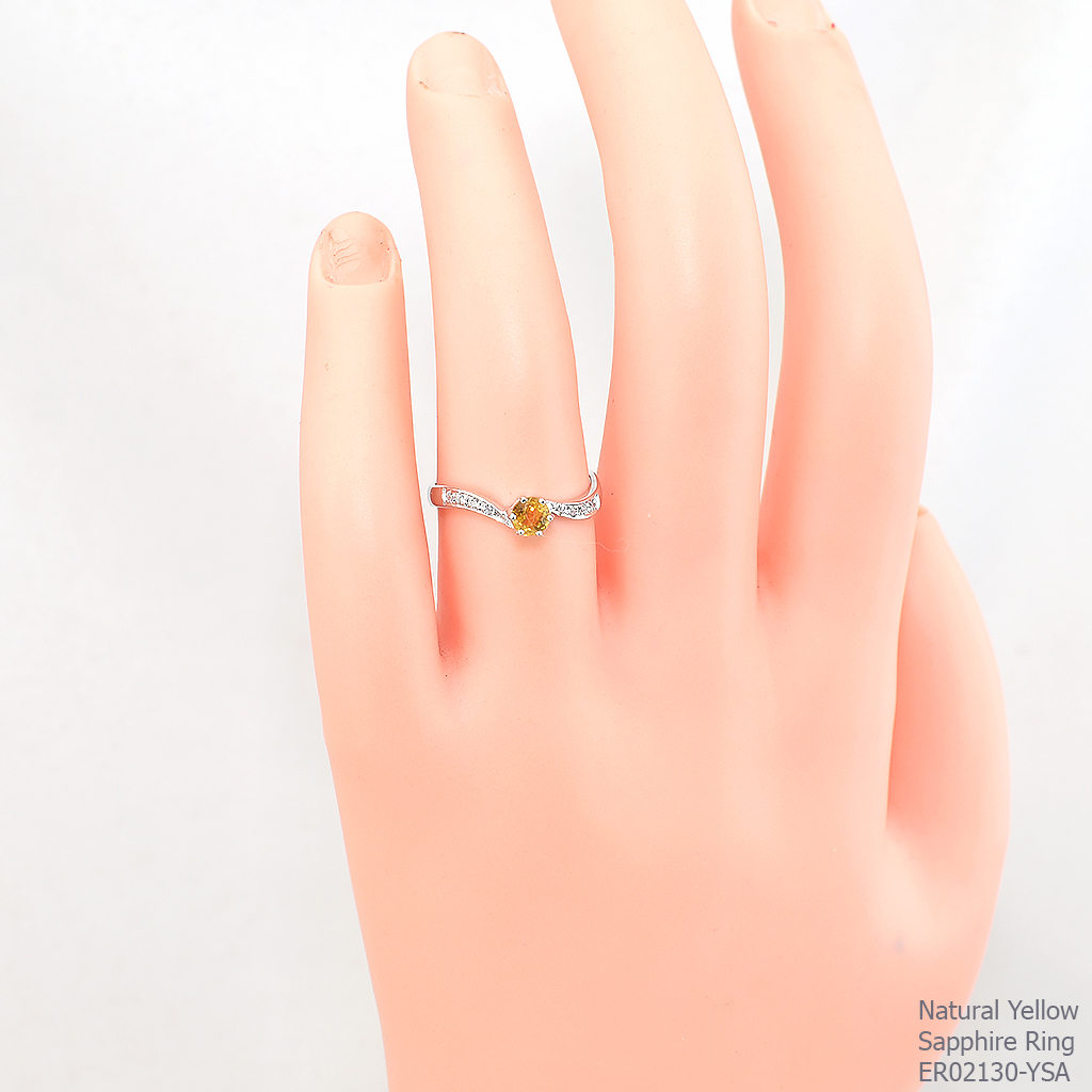 SKJewelryfactory แหวนเงินแท้ ฝังพลอยบุษราคัมแท้ ดีไซด์น่ารัก ER02130-YSA