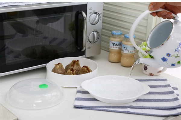 กล่องนึ่ง อุ่น อาหารใส่ไมโครเวฟ กล่องนึ่่ง อุ่น แยกชั้นพร้อมฝาปิด กล่องอาหารใส่ไมโครเวฟได้ สีขาว