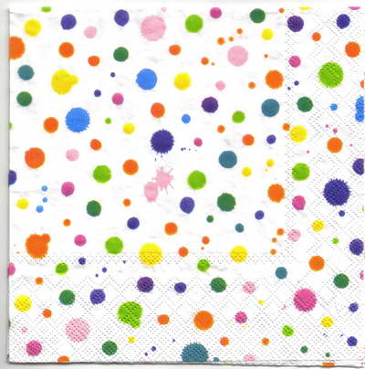 แนวภาพลายแต่ง Color Dot จุดสี หลากสี เป็นภาพเต็มแผ่น กระดาษแนพกิ้นสำหรับทำงาน เดคูพาจ Decoupage Paper Napkins ขนาด 33X33cm