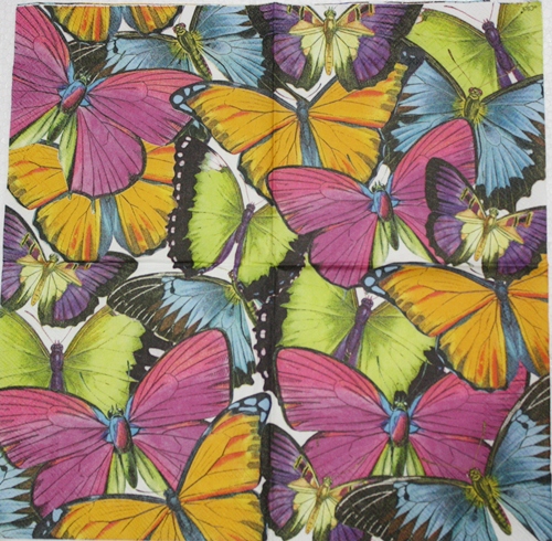 แนวภาพสัตว์ ผีเสื้อ Butterfly Art เป็นภาพเต็มแผ่น กระดาษแนพกิ้นสำหรับทำงาน เดคูพาจ Decoupage Paper Napkins ขนาด 33X33cm