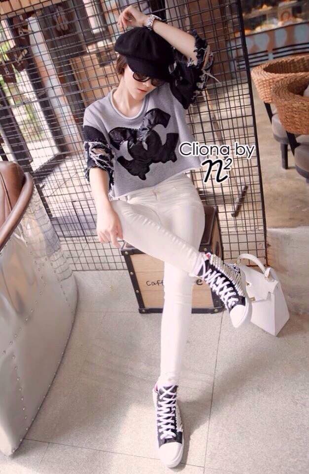 พร้อมส่ง เสื้อครอปเนื้อผ้า Cotton เสื้อแฟชั่น