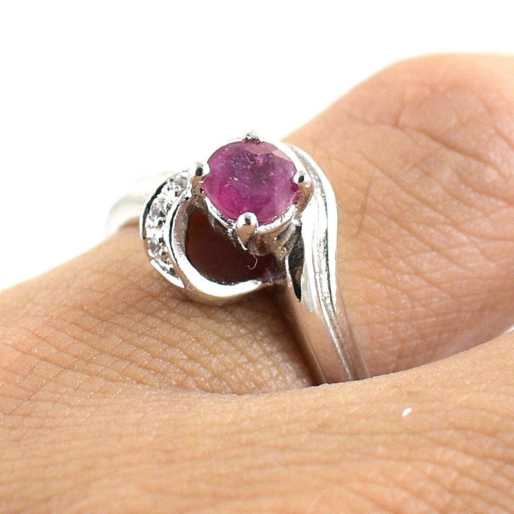 SKJewelryfactory แหวนเงินแท้ ฝังพลอยทับทิมแท้ ดีไซด์สวยไม่เหมือนใคร ER00806-RBY