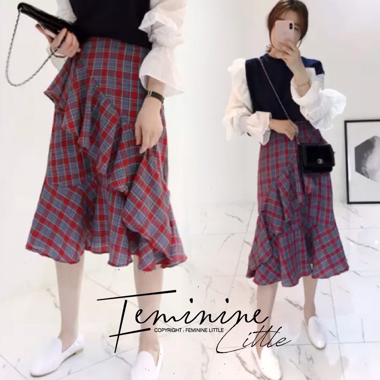 พร้อมส่ง กระโปรง แต่งระบาย
