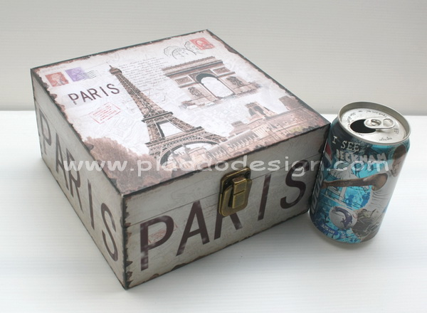กล่องเก็บของทรงจตุรัส ขนาดเล็ก ภาพวินเทจ Paris ประตูชัย