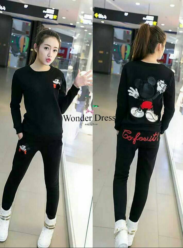 พร้อมส่ง ชุดวอร์มลายน้องมิกกี้ เสื้อจั๊มเปอร์ กับกางเกงวอร์ม