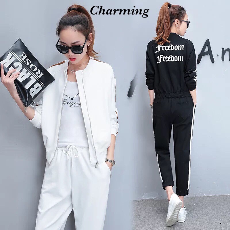 เสื้อผ้าเกาหลี พร้อมส่ง ชุดเซ็ทวอมม์ เสื้อ+กางเกง