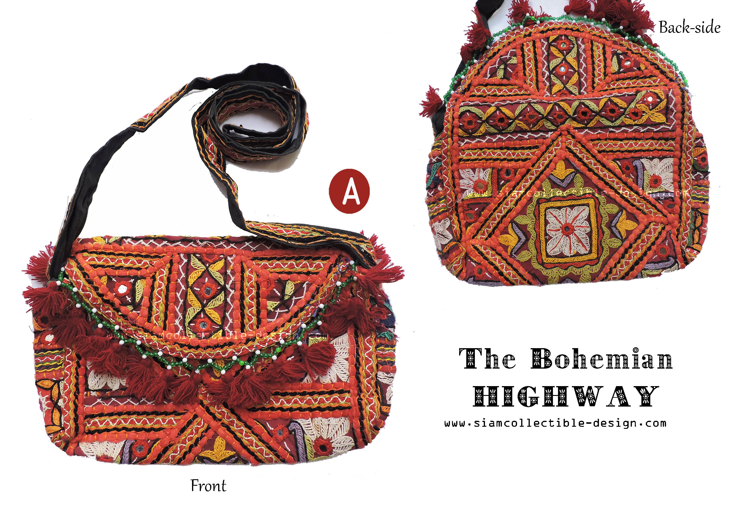 กระเป๋าสะพาย ผ้าปักมือเนปาล/อินเดีย VTB A / Vintage purse Messenger Cross body Bag VTB A