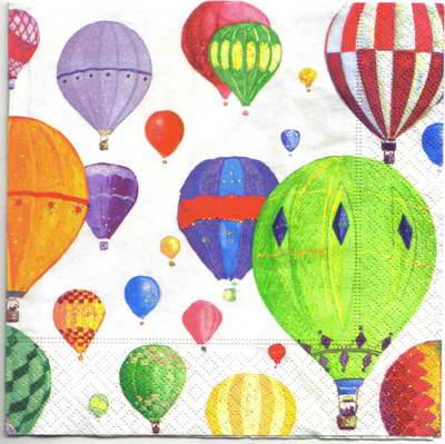 แนวภาพวินเทจ บอลลูนหลากสี Balloon เป็นภาพเต็มแผ่น กระดาษแนพกิ้นสำหรับทำงาน เดคูพาจ Decoupage Paper Napkins ขนาด 33X33cm