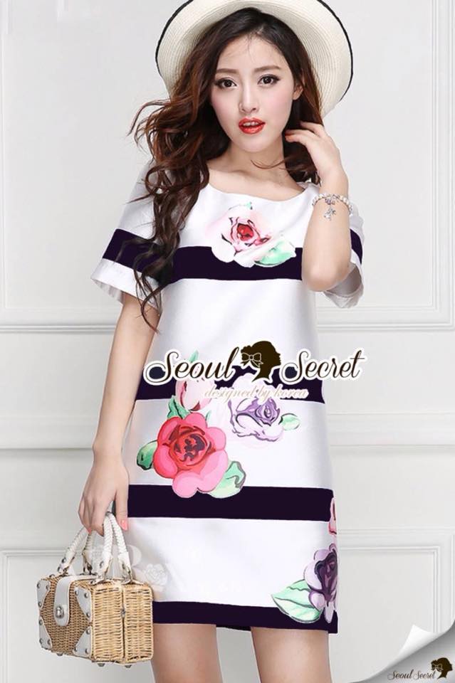 พร้อมส่ง งานพิมพ์ลายดอกกุหลาบ ลายพิมพ์สวยดูมีมิติ