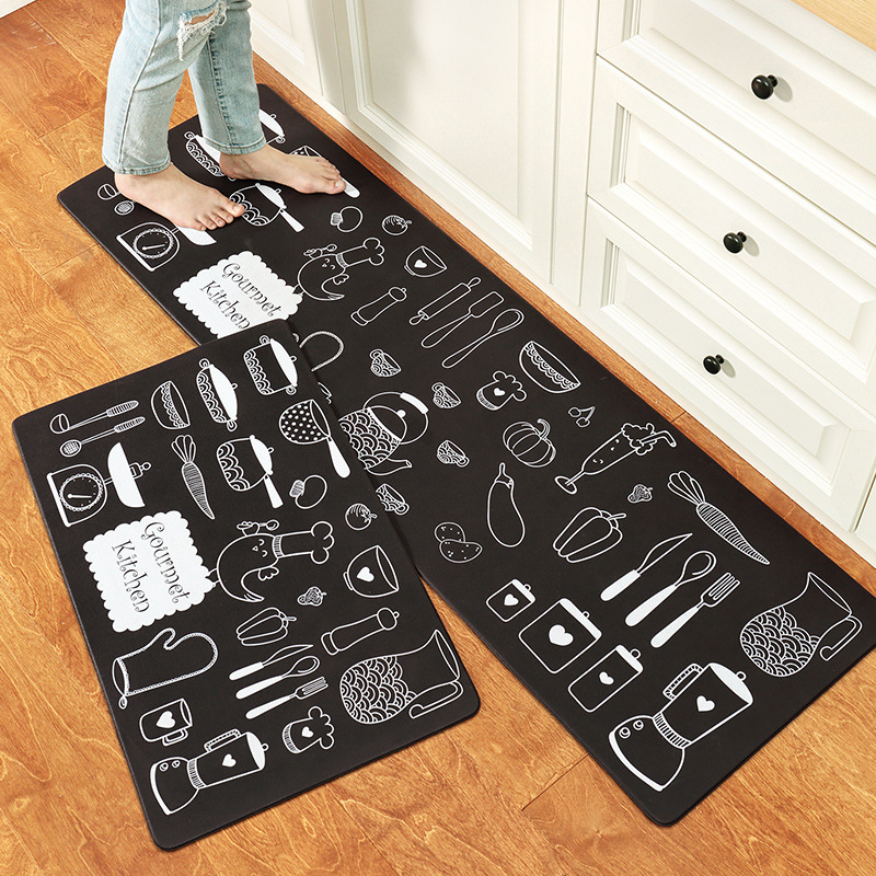 พรมหนัง PVC ปูพื้นห้องครัว กันลื่น กันน้ำ ต่อเข้ามุม สวยงาม ลาย Gourmet Kitchen