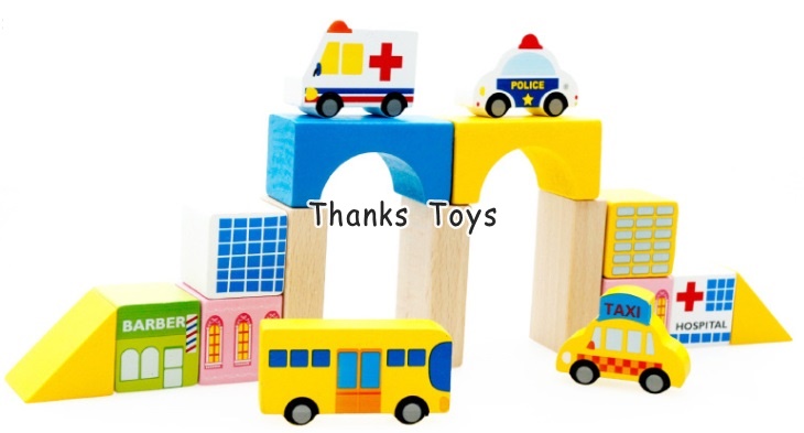 บล็อกไม้สร้างเมือง 62 ชิ้น